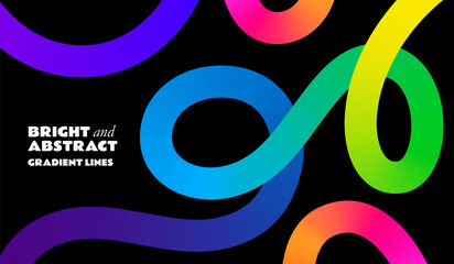 Color Shapes with Rainbow Gradient. Abstract Modern Fluid Waves. Vector Background with Color Dynamic Ribbon. Flowing Spiral Strokes. Colorful Line Art