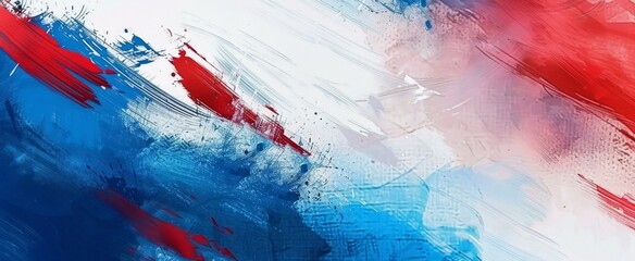 Expressive Brushstrokes in American Flag Colors. Labor Day, Independence Day, Memorial Day banner - obrazy, fototapety, plakaty