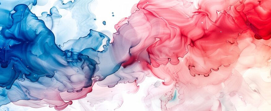 Abstract Fluid Art In Red, White, And Blue. Labor Day, Independence Day, Memorial Day Banner