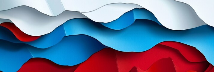 Naklejka premium Abstract Patriotic Waves in Red, White, and Blue