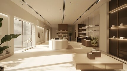 Sleek and Sophisticated Retail Space with Curated Designer Merchandise and Minimalist Displays