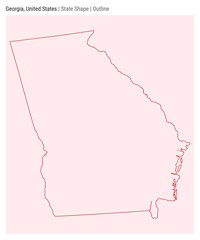 Georgia, United States. Simple vector map. State shape. Outline style. Border of Georgia. Vector illustration.