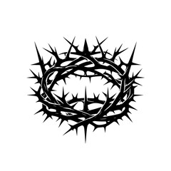 Black illustration of a crown of thorns. vector logo for crucifixion.