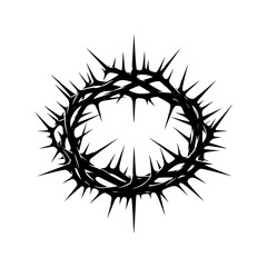 Black illustration of a crown of thorns. vector logo for crucifixion.