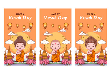 Collection for happy vesak day cartoon vector illustration