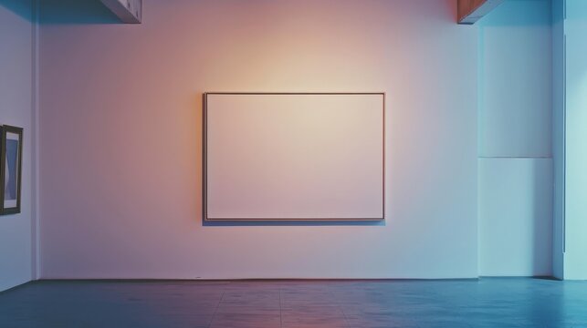 Create your masterpiece in this empty white room with a blank canvas poster mockup on the white wall, using our modern and neutral template to showcase your art