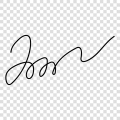 Fake hand written autograph template. Vector illustration isolated on transparent background - obrazy, fototapety, plakaty