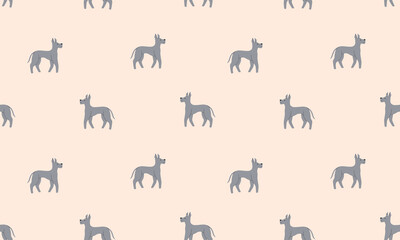 Seamless pattern with Cute Great Dane. Dogs of different breeds. Side view. Flat Vector illustration 