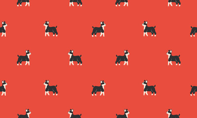 Seamless pattern with Cute French Bulldog. Dogs of different breeds. Side view. Flat Vector illustration isolated on red background