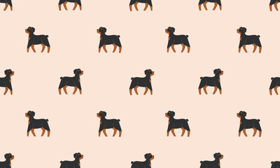 Seamless pattern with Cute Rottweiler. Dogs of different breeds. Side view. Flat Vector illustration 