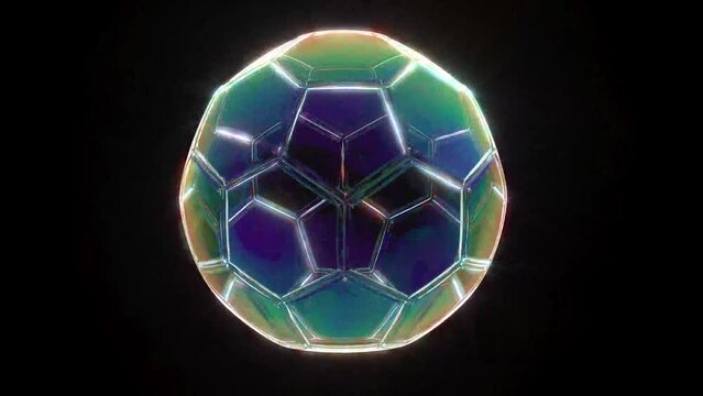 Neon ball football on black black able to rotate 