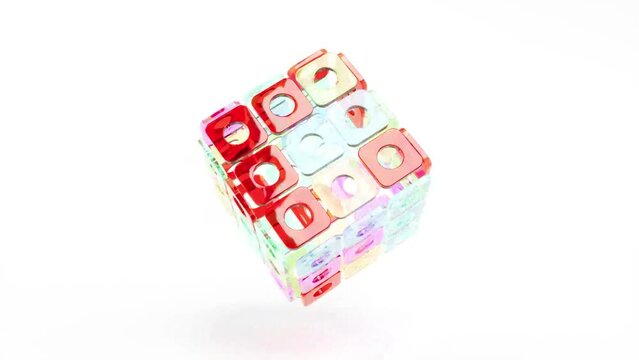 Color glass boxes with holes intro able to rotate 