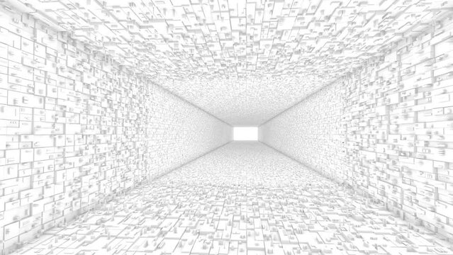 White tunnel with boxes intro able to loop endless