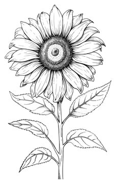 PNG  Sunflower sketch drawing plant