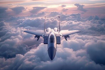 Warrior of the skies, jet fighter amongst the clouds - obrazy, fototapety, plakaty