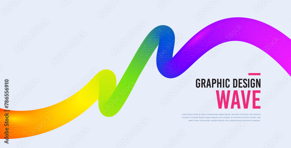 Wall mural abstract wave shape with rainbow fluid colors. gradient color wavy background. futuristic design pos