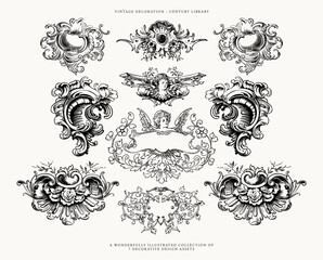 Isolated Vintage Ornament Frames and Design Assets