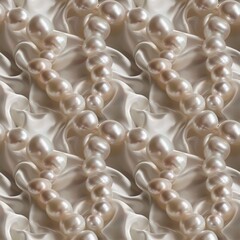 Abstract beige background with pearls. Imitation of crinkled fabric. Seamless background.