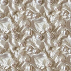 Elegant beige background with pearls. Seamless background.	