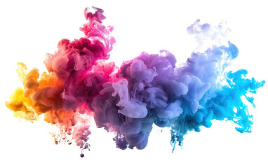 A colorful smoke explosion on transparent background, png	
