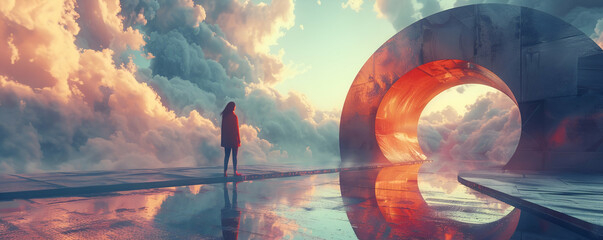 Contemplating Infinity Through a Surreal Portal - obrazy, fototapety, plakaty