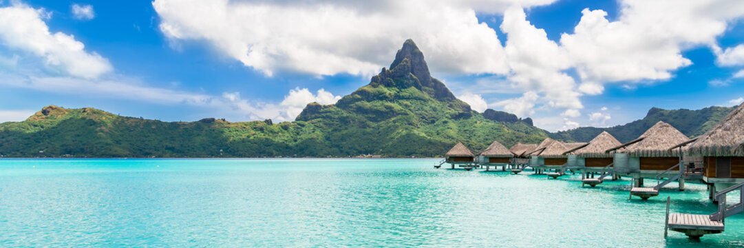 Bora Bora Island, French Polynesia. Travel, lifestyle, freedom and luxury concept.