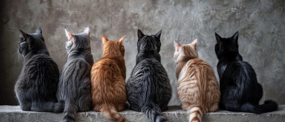 cats group sitting 