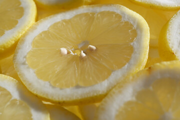 Macrophotography view of lemon slices