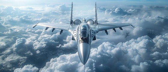 Jet fighter dominates the sky, ready for strategic operation - obrazy, fototapety, plakaty