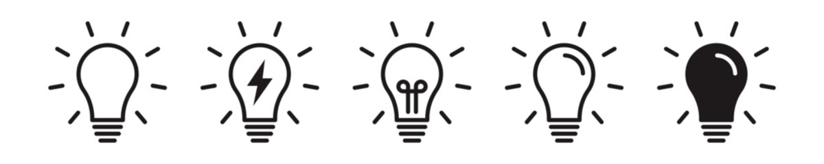 Light bulb icon set. lamp icon symbol collection , creative good idea logo. innovative idea icon sign in flat style. vector illustration	 - obrazy, fototapety, plakaty