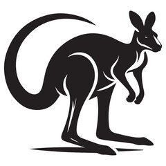 Kangaroor silhouette vector with solid white background
