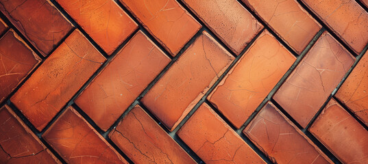 Terracotta Herringbone Pattern, Close-Up Texture Background