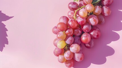 grapes A photorealistic illustration against pastel pastel pink background with copy space for text or logo, beautifully illuminated by studio lighting 
