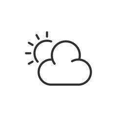 Cloud and sun, linear icon. Weather. Cloudiness. Line with editable stroke