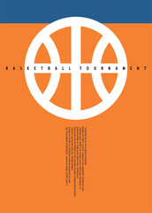 Basketball pamphlet design with stylized basketball ball. Minimalist poster idea for sports event. Vector sign illustration.