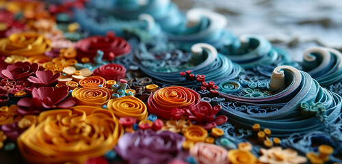colorful psychedelic futuristic patterns in a quilling