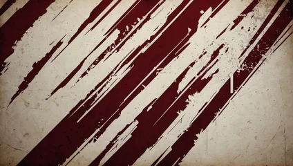 Foto op Canvas Maroon and ivory grunge stripes abstract banner design. Geometric tech vector background with distressed wall texture. © xKas