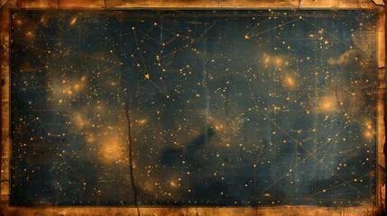 A vintage map with an overlay of constellations, blending history and astronomy. AI generate illustration - obrazy, fototapety, plakaty
