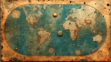 A vintage map with an overlay of constellations, blending history and astronomy. AI generate illustration