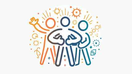 Fototapeta na wymiar Commitment Teamwork Together Outline Business Logo