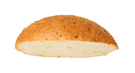 Half of fresh burger bun isolated on white