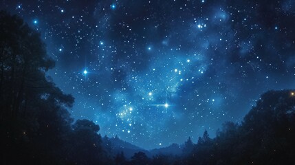 Fototapeta na wymiar Artistic renderings of constellations against a dark, starry night sky. AI generate illustration