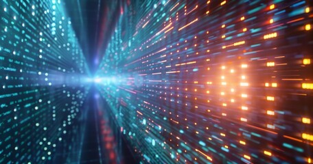 Fototapeta premium Data Stream Speed and Network Bandwidth, High-Speed Internet Technology, Fiber Optic Data Transfer on Futuristic Background