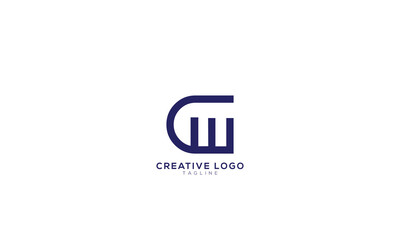 CW WC Abstract initial monogram letter alphabet logo design