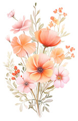 Fototapeta na wymiar PNG Pink and orange flowers bouquet pattern plant art.