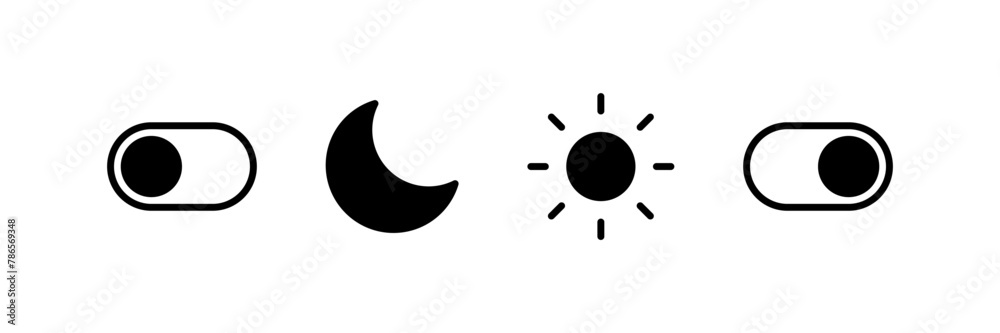 Leinwandbilder On Off toggle switch buttons. day night switch toggle - dark mode, light mode switch button - sun and moon icons	
