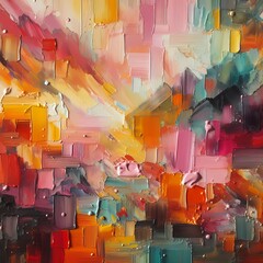 Vibrant Abstract Expressionist Painting with Rich Textures and Warm Color Palette