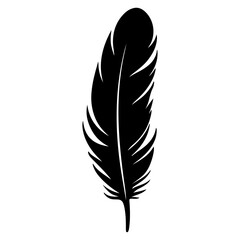 Bird feather black icon. Vector illustration