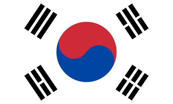 South Korea flag. Vector illustration isolated on white background