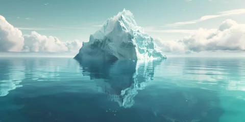 Foto op Canvas Iceberg underwater risk dark Iceberg underwater risk global warming Floating iceberg with sharp peaks and transparent blocks of ice under water © Muhammad